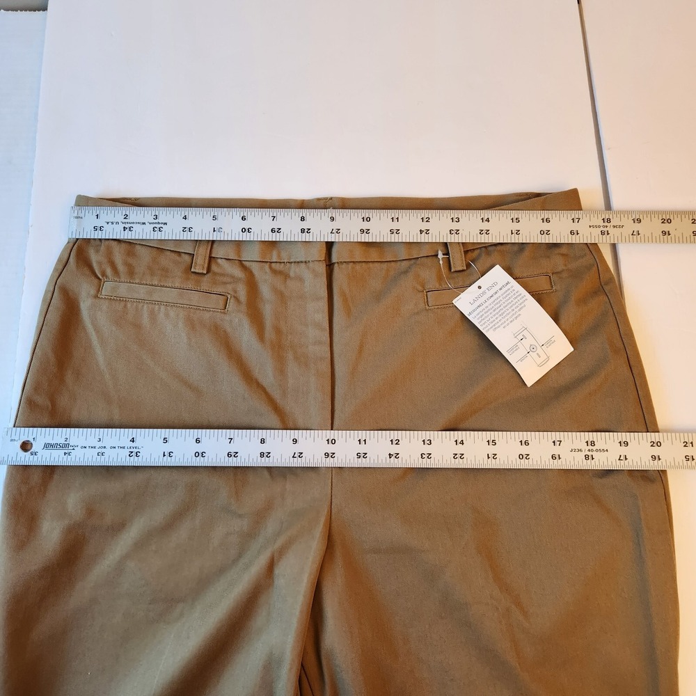 NWT Lands' End Twill Chino Khaki Pants Womens Fit 3 Size 12 Tan Straight Leg New - Picture 7 of 16